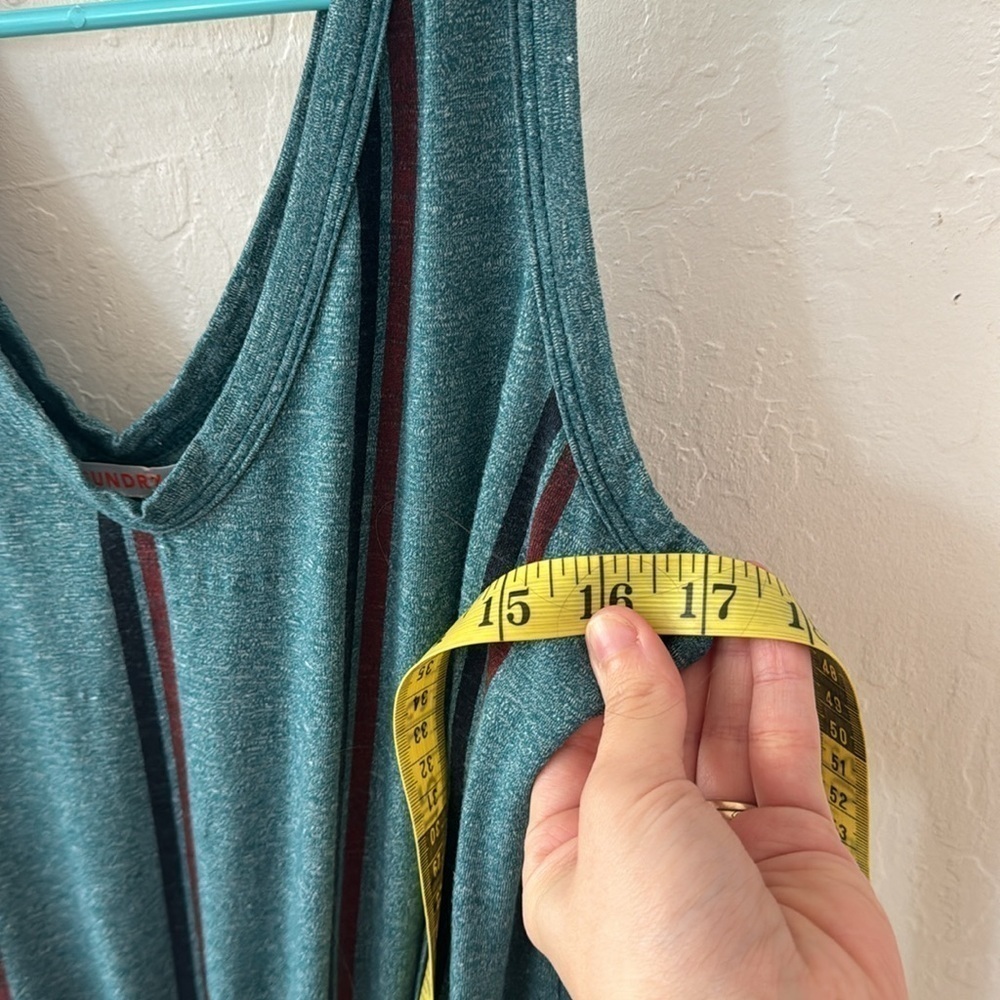 Sundry Teal Maroon Sleeveless Tank Ruched Striped Casual Sundress Size 0 - Picture 10 of 10